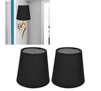 BestAlice 2 Pcs Petit Abat-jour, Abat-jour en Tissu Lustre Abat-jour en Tissu Abat-Jour Clip sur Intérieur Abat Jour en Tissu de Style Européen pour E14 Lustre Lampe de Table Lampadaire (Noir)