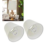 BestAlice 2pcs Petit Abat-jour, Tissu Tissu Abat-jour Lustre Abat-jour, Clip sur Intérieur Abat-jour Style Européen Tissu Abat-jour pour E14 Lustre Lampe de Table Lampadaire(Blanc)