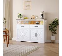BestAlice Armoire de cuisine avec 2 tiroirs et 2 portes, armoire de rangement, style maison de campagne, îlot de cuisine pour salon, cuisine, couloir (blanc, 140 x 40 x 105 cm)
