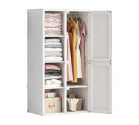 BestAlice Armoire pliable à 6 portes, à suspendre, multifonctionnelle, montage facile, avec barre, porte magnétique, pour salon, chambre à coucher, 69 x 50 x 136 cm, blanche (6 portes avec 1 barre)