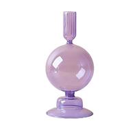 BestAlice Bougeoirs en Verre Bougeoirs Coniques en Verre Coloré Chandelier Bougeoirs en Verre Ondulé Bougeoir en Verre élégant Vases en Verre pour Pièce Maîtresse de Fête à la Maison(Violet H)