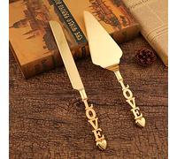 BestAlice Ensemble couteau et pelle à gâteau de mariage, ensemble de découpe personnalisé pour gâteau de mariage, ensemble de découpe de gâteau gravé pour mariage et fête d'anniversaire (lettre)
