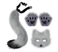 BestAlice Ensemble Masque et Queue de Renard Therian en Fausse Fourrure - Animal en Peluche