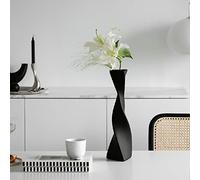 BestAlice Grand vase décoratif fin en céramique, vase moderne pour centres de table, vase noir créatif pour étagère, décoration d'intérieur, noir