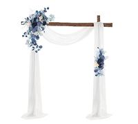 BestAlice Kit de fleurs artificielles pour arche de mariage (lot de 3), 2 guirlandes de fleurs artificielles avec 1 tissu drapé blanc pour décoration de fond, blanc 2