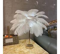 BestAlice Lampe à Plumes, Lampe à Plumes D'autruche à Interrupteur Tactile, Lumière D'ambiance Décorative à LED avec Plumes, Rechargeable par USB 3 Couleurs, Lampe de Décoration(Blanc)