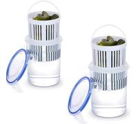 BestAlice Lot de 2 bocaux à cornichons avec insert de passoire, récipient de rangement transparent avec couvercle anti-fuite et couvercle verrouillable, support pour cornichons, pot jalapenos