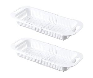 BestAlice Lot de 2 passoires extensibles pour évier de cuisine, panier de vidange pour évier de cuisine, panier de vidange pour fruits et légumes, blanc