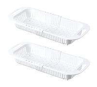 BestAlice Lot de 2 passoires extensibles pour évier de cuisine, panier d'évier de cuisine, panier de vidange pour laver les fruits et légumes, blanc