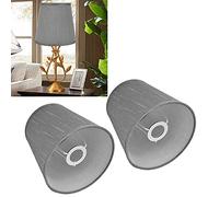 BestAlice Lot de 2 petits abat-jours en tissu pour lustre, abat-jour d'intérieur à clipser, abat-jour en tissu de style européen pour lustre E14, lampe de table, lampadaire (gris)