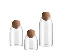 BestAlice Lot de 3 Bocaux en Verre avec Couvercle en Liège, 17/23/34 Oz