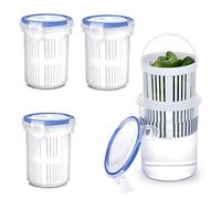 BestAlice Lot de 4 bocaux à cornichons avec insert passoire, récipient de rangement transparent avec couvercle anti-fuite et couvercle verrouillable, support pour cornichons, pot jalapenos