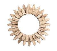 BestAlice Miroir Mural Rond à Suspendre en Bois, Miroir avec Cadre en Bois Rustique, Décoration Murale à Suspendre, Grand Cercle en Bois, Miroir de Décoration Murale Bohème, Miroirs de Salle(#2)