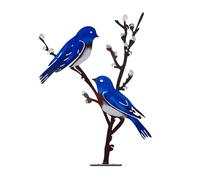 BestAlice Oiseaux Jardin Métal Fer Art Décor, Métal Fer Forgé Animal Oiseau Suspendu Décor Rustique Métal Oiseau Cour Art Oiseaux en Métal sur Branche Ornements de Bureau, pour la Maison(Azul)