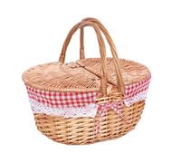 BestAlice Paniers de Pique-Nique, Panier de Pique-Nique en Osier de 9,84 Pouces avec Couvercle et Poignée, Panier de Pique-Nique avec Poignées Pliables pour Pique-Nique, Panier (B)