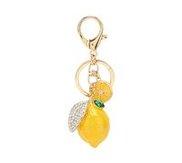 BestAlice Petit Citron Porte-clés en Métal Solide Petit Citron avec Strass Couleurs Exquises Citron Porte-clés e Voiture Sac Accessoires Sac à Main Décoration pour Filles Femmes(Jaune)