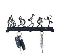 BestAlice Porte-clés créatif noir avec 5 crochets, organisateur de courrier et support à clés, porte-manteau mural à crochets décoratifs en métal pour couloir, C