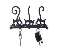 BestAlice Porte-clés créatif noir avec 5 crochets, organiseur de courrier et porte-clés, crochet décoratif en métal à fixer au mur pour couloir, A
