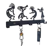 BestAlice Porte-clés créatif noir avec 5 crochets, organiseur de courrier et porte-clés, crochet décoratif en métal pour porte-manteau mural pour couloir, B
