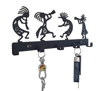 BestAlice Porte-clés mural noir pour décoration murale, crochets en métal avec 5 crochets pour entrée, porte d'entrée, bureau