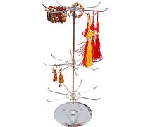 BestAlice Présentoir à Bijoux Rotatif à 3 Niveaux, Support de Collier, Support D'arbre à Bijoux, Support de Bijoux en Métal Réglable pour Colliers, Bracelets, Boucles D'oreilles(Argent)