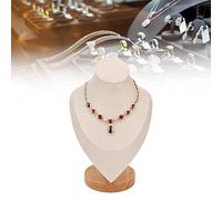 BestAlice Présentoir de Collier, Buste de Bijoux Présentoir de Collier Porte-Bijoux, Collier Mannequin Collier Buste Élégant Support de Buste de Bijoux en Bois pour Magasin de Bijoux à(Beige)