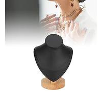 BestAlice Présentoir de Collier, Buste de Bijoux, Présentoir de Collier, Support de Bijoux, Collier, Mannequin, Buste de Collier, Bois, Cuir PU, Support de Buste de Bijoux pour Magasin(Noir)