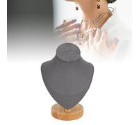 BestAlice Présentoir de Collier, Buste de Bijoux, Présentoir de Collier, Support de Bijoux, Collier, Mannequin, Buste de Collier, Bois, Cuir PU, Support de Buste de Bijoux pour Magasin(Gris)