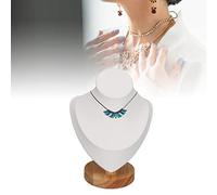 BestAlice Présentoir de Collier, Buste de Bijoux, Présentoir de Collier, Support de Bijoux, Collier, Mannequin, Buste de Collier, Bois, Cuir PU, Support de Buste de Bijoux pour Magasin(Blanc)
