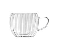BestAlice Tasse à Café en Verre à Double Paroi Classique à Rayures Verticales pour Boissons Chaudes/froides, Verres pour Amateurs de Café, Cadeaux D'anniversaire, de Mariage(Poignée de 250 ml)