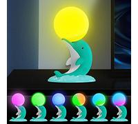 BestAlice Veilleuse Dauphin pour Enfants, Jolie Lampe Dauphin pour Décor de Chambre, 7 Couleurs Changeantes LED Veilleuse Décoration Veilleuse, Contrôle du Robinet Animal Lumières(Vert)