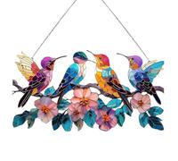 BestAlice Vitraux Oiseaux sur Branche, Vitraux à Suspendre, Attrape-Soleil en Verre teinté pour Oiseaux, Ornement en Vitrail pour Décorations Murales de Maison, Cadeaux d'amour (C)