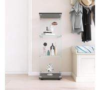 BestAlice Vitrine sur pied en verre, armoire pour collection avec serrure, armoire de rangement avec 1 porte, 3 étagères, meuble transparent, vitrine pour salon, bar, vitrine noire