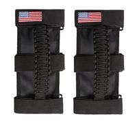 BESTAOO Lot de 2 poignées en paracorde pour Jeep Wrangler YJ TJ JK JL & Gladiator JT 1955-2022 UTV ATV, convient pour barres de 5,1 à 10,2 cm, boucle en métal améliorée (noir)