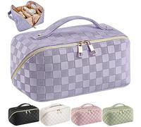 Bestash Trousse de Toilette Femme Grande Capacité,Portable Trousse de Maquillage Femme Voyage,ÉTanche Trousse à Maquillage Rangement Toilette avec PoignéE et SéParateur (Violet Clair)