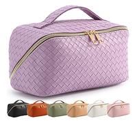 Bestash Trousse de Toilette Femme Grande Capacité,Portable Trousse de Maquillage Femme Voyage,ÉTanche Trousse à Maquillage Rangement Toilette avec PoignéE et SéParateur (Violet Clair)