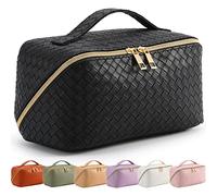 Bestash Trousse de Toilette Femme Grande Capacité,Portable Trousse de Maquillage Femme Voyage,ÉTanche Trousse à Maquillage Rangement Toilette avec PoignéE et SéParateur (Noir éLéGant)