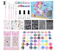Bestauty kit Tatouage Paillettes Enfant, 48 Couleurs Dont 36 Couleurs Scintillantes 12 Couleurs Fluorescentes, 130 Pochoirs de Tatouage, 215 Strass, 3 Autocollants de Tatouage Cartoon