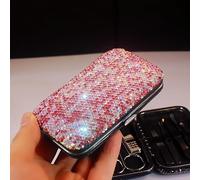 BestBling Kit de manucure et pédicure à strass Bling - 8 pièces - Kit de manucure et pédicure en acier inoxydable - Outils de soins des ongles avec étui de voyage pour femmes et filles (rose)