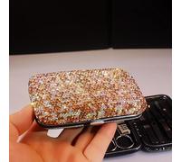 BestBling Kit de manucure et pédicure à strass Bling - 8 pièces - Kit de manucure et pédicure en acier inoxydable - Outils de soins des ongles avec étui de voyage pour femmes et filles (doré)