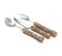 Bestbling Lot de 3 ustensiles culinaires de voyage avec strass pour bureau, déjeuner et voyage (doré)