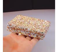 Bestbling Lot de 5 pinceaux de maquillage portables pour fard à paupières, sourcils et maquillage avec étui cadeau Crystal Bling (doré)