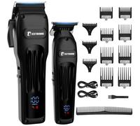 BESTBOMG Tondeuse Cheveux Hommes Professionnelle, Tondeuse Barbe Homme avec Ecran LED, Moteur Ultra-puissant, Rechargeable Tondeuse Finition Precision Kit avec Peigne de Guidage