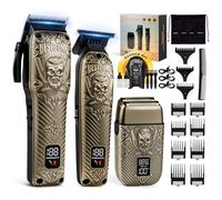 BESTBOMG Tondeuse Cheveux Hommes, Tondeuse Barbe Homme, Rasoir Electriques avec écran LED, Rechargeable Tondeuse Finition Precision Kit avec Peigne de Guidage