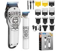 BESTBOMG Tondeuse Cheveux Hommes, Tondeuse Barbe Kit Professionnelle avec 10 Peigne de Guidage Tondeuse Finition Sans Fil avec USB Rechargeable Li-ion Batterie 2000mAh/1200mAh (Y4+T9)