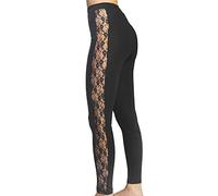 BESTCALZE Renato Balestra Legging pour femme Pantalon longs élastiqués Fuson en coton stretch à étanche, à Zampa, avec reportages en dentelle Travail pour Sport, Temps libre, Yoga été été,