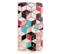 BestCatgift 3D PU Leather Wallet Coque [Kickstand][Card & Cash Slot] Soft TPU Inner Bumper Folio Flip Cover pour Huawei P30 - Small Squares