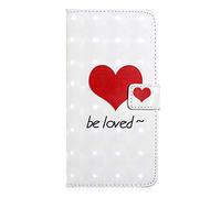 BestCatgift 3D PU Leather Wallet Coque [Kickstand][Card & Cash Slot] Soft TPU Inner Bumper Folio Flip Cover pour Huawei P30 - Love