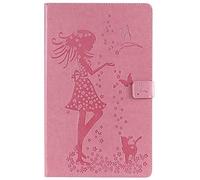 Bestcatgift Fire HD 10 PU Leather Wallet Coques,[Embossed Women and Cats][Touch Pen Cover] Fire HD 10.1 inch Flip Cover Wallet Coque pour Amazon Fire HD 10 (7th Generation,2017 Release) - Pink