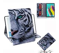 Bestcatgift Galaxy Tab S5e Flip Wallet Coque, [Painting Series][Cards Slots] PU Leather Folio Wallet Cover pour Samsung Tab S5e 10.5 inch 2019/T720/T725 - White Tiger